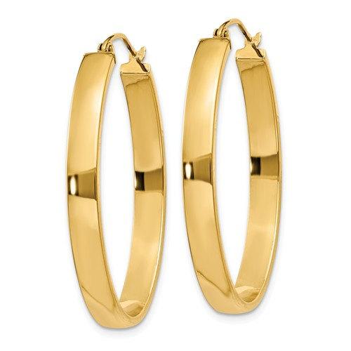 14k Yellow Gold Classic Large Oval Hoop Earrings