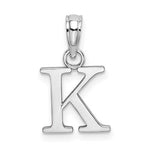 將圖片載入圖庫檢視器 14K White Gold Uppercase Initial Letter K Block Alphabet Pendant Charm
