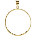 Charger l&#39;image dans la galerie, 14K Yellow Gold Holds 34.3mm x 2.4mm Coins or United States US $20 Dollar or Mexican 1 oz ounce Coin Holder Tab Back Frame Pendant
