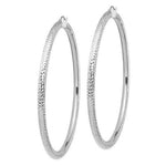 Charger l&#39;image dans la galerie, 14K White Gold Diamond Cut Classic Round Hoop Earrings Extra Large Diameter 80mm x 4mm
