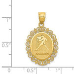Lataa kuva Galleria-katseluun, 14k Yellow Gold Aquarius Zodiac Horoscope Oval Pendant Charm - [cklinternational]

