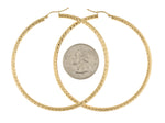 Kép betöltése a galériamegjelenítőbe: 14K Yellow Gold Large Diamond Cut Classic Round Hoop Earrings 67mm x 3mm
