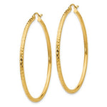 Lataa kuva Galleria-katseluun, 14K Yellow Gold Diamond Cut Round Hoop Textured Earrings 45mm x 2mm
