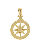 Lade das Bild in den Galerie-Viewer, 14k Yellow Gold Diamond Cut Nautical Compass Medallion Pendant Charm
