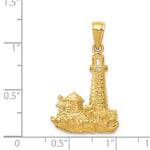 Cargar imagen en el visor de la galería, 14k Yellow Gold Lighthouse Open Back Pendant Charm
