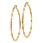 Lataa kuva Galleria-katseluun, 14K Yellow Gold Diamond Cut Round Hoop Textured Earrings 50mm x 2mm
