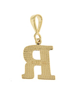 將圖片載入圖庫檢視器 14K Yellow Gold Uppercase Initial Letter R Block Alphabet Pendant Charm

