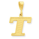 Indlæs billede til gallerivisning 14K Yellow Gold Uppercase Initial Letter T Block Alphabet Pendant Charm
