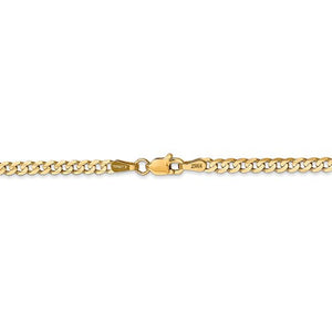 14K Yellow Gold 3mm Open Concave Curb Bracelet Anklet Choker Necklace Pendant Chain