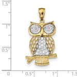 Lade das Bild in den Galerie-Viewer, 14k Yellow Gold and Rhodium Owl Pendant Charm
