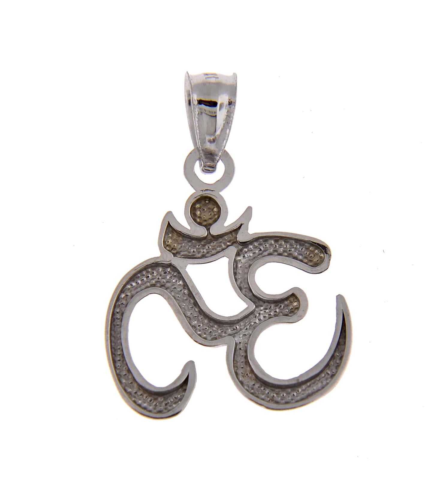 14k White Gold Om Symbol Open Back Pendant Charm