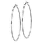 Indlæs billede til gallerivisning Sterling Silver Diamond Cut Classic Round Hoop Earrings 60mm x 2mm
