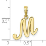 將圖片載入圖庫檢視器 10K Yellow Gold Script Initial Letter M Cursive Alphabet Pendant Charm
