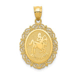 Lataa kuva Galleria-katseluun, 14k Yellow Gold Sagittarius Zodiac Horoscope Oval Pendant Charm
