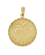 Carregar imagem no visualizador da galeria, 14k Yellow Gold Jamaica Palm Tree Travel Round Pendant Charm
