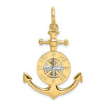 Kép betöltése a galériamegjelenítőbe: 14k Yellow White Gold Anchor Compass Ship Wheel Nautical 3D Pendant Charm
