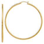 Загрузить изображение в средство просмотра галереи, 14k Yellow Gold Diamond Cut Round Hoop Earrings 60mm x 2mm
