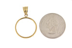 Charger l&#39;image dans la galerie, 14K Yellow Gold Holds 19mm x 1.1mm Coins or Mexican 5 Peso Coin Holder Tab Back Frame Pendant
