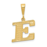 이미지를 갤러리 뷰어에 로드 , 14K Yellow Gold Uppercase Initial Letter E Block Alphabet Pendant Charm
