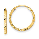 Kép betöltése a galériamegjelenítőbe: 14k Yellow Gold 16mm x 1.35mm Diamond Cut Round Endless Hoop Earrings
