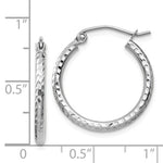 Cargar imagen en el visor de la galería, 14K White Gold Diamond Cut Round Hoop Textured Earrings 20mm x 2mm
