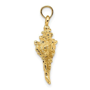 14k Yellow Gold Conch Shell Seashell 3D Pendant Charm