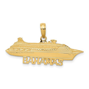 14k Yellow Gold Bahamas Cruise Ship Travel Vacation Pendant Charm