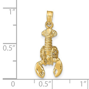 14k Yellow Gold Lobster Ocean Life Pendant Charm