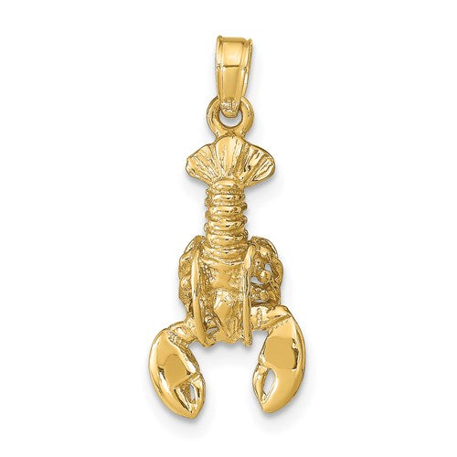 14k Yellow Gold Lobster Ocean Life Pendant Charm