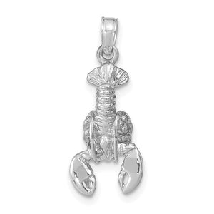 14k White Gold Lobster Ocean Life Pendant Charm