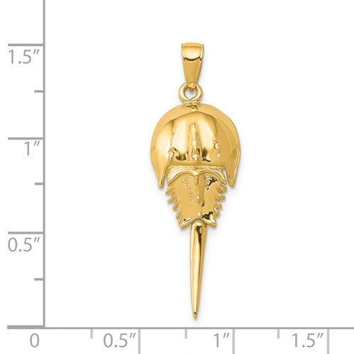 14k Yellow Gold Horseshoe Crab Moveable Pendant Charm