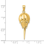 이미지를 갤러리 뷰어에 로드 , 14k Yellow Gold Horseshoe Crab Moveable Pendant Charm
