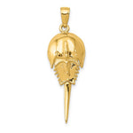 이미지를 갤러리 뷰어에 로드 , 14k Yellow Gold Horseshoe Crab Moveable Pendant Charm
