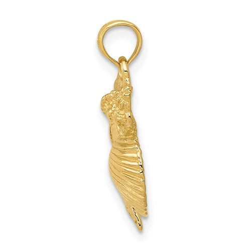 14k Yellow Gold Shell Seashell Starfish Cluster Pendant Charm