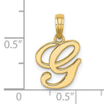 Kép betöltése a galériamegjelenítőbe: 14K Yellow Gold Script Initial Letter G Cursive Alphabet Pendant Charm
