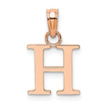 Cargar imagen en el visor de la galería, 14K Rose Gold Uppercase Initial Letter H Block Alphabet Pendant Charm
