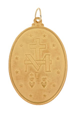 Indlæs billede til gallerivisning 14k Yellow Gold Blessed Virgin Mary Miraculous Medal Oval Large Pendant Charm
