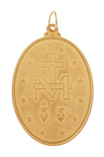 Kép betöltése a galériamegjelenítőbe: 14k Yellow Gold Blessed Virgin Mary Miraculous Medal Oval Large Pendant Charm
