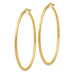 將圖片載入圖庫檢視器 14K Yellow Gold Diamond Cut Round Hoop Textured Earrings 55mm x 2mm
