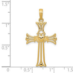 Cargar imagen en el visor de la galería, 14k Yellow Gold Claddagh Cross Pendant Charm
