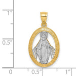 Załaduj obraz do przeglądarki galerii, 14k Yellow Gold and Rhodium Blessed Virgin Mary Miraculous Medal Oval Pendant Charm
