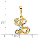 Load image into Gallery viewer, 14K Yellow Gold Initial Letter L Cursive Script Alphabet Filigree Pendant Charm
