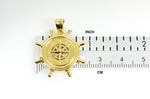 Kép betöltése a galériamegjelenítőbe: 14k Yellow Gold Ship Wheel Nautical Compass Medallion Pendant Charm
