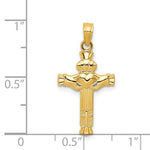 將圖片載入圖庫檢視器 14K Yellow Gold Celtic Claddagh Cross Pendant Charm

