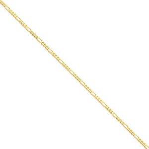 14K Yellow Gold 3mm Flat Figaro Bracelet Anklet Choker Necklace Pendant Chain