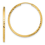 Carica l&#39;immagine nel visualizzatore di Gallery, 14k Yellow Gold 29mm x 1.35mm Diamond Cut Round Endless Hoop Earrings
