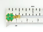 Carica l&#39;immagine nel visualizzatore di Gallery, 14k Yellow Gold Green Enamel Good Luck Four Leaf Clover Pendant Charm
