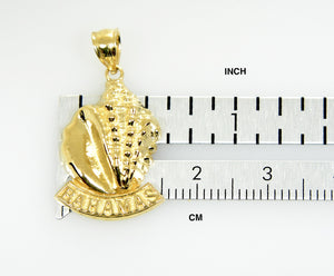 14k Yellow Gold Bahamas Conch Shell Travel Vacation Pendant Charm