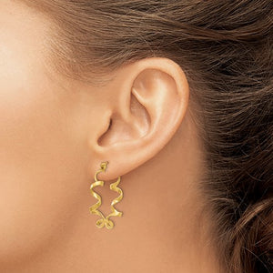 14k Yellow Gold Spiral Twist Hoop Earrings