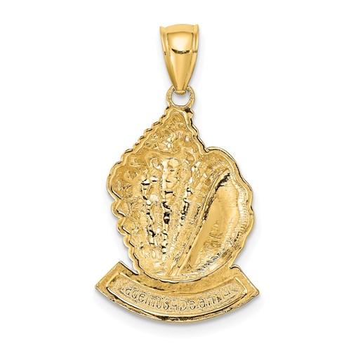 14k Yellow Gold Bahamas Conch Shell Travel Vacation Pendant Charm